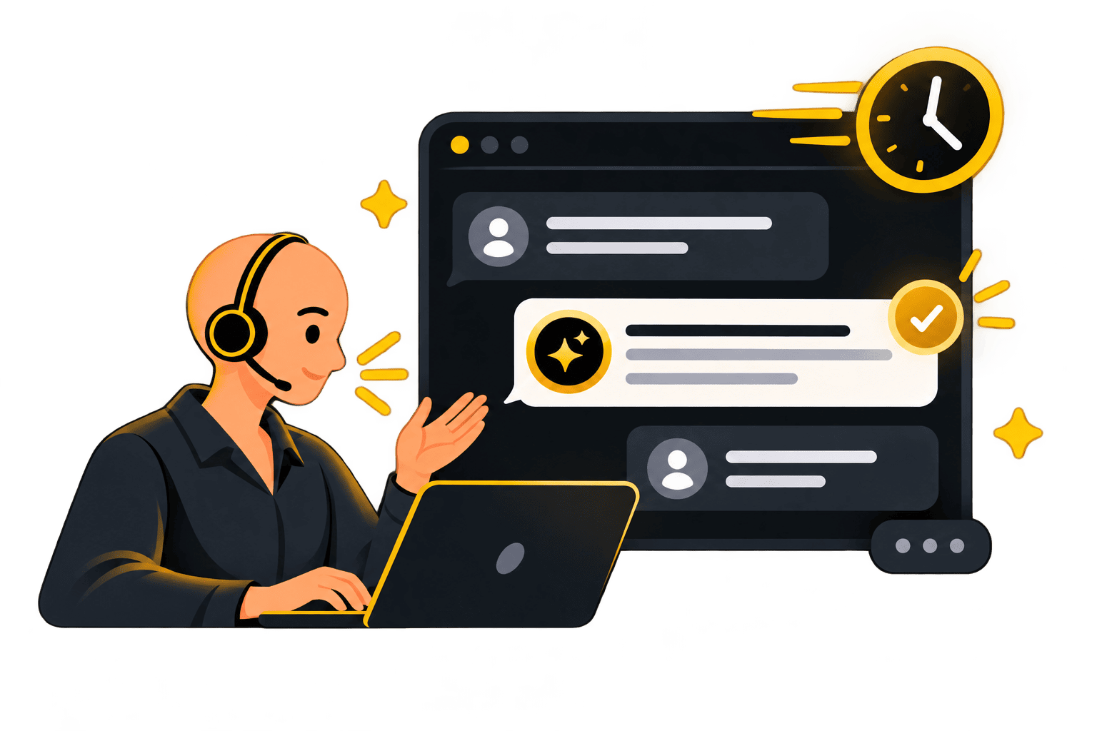 Fast customer support chat answering a request within minutes